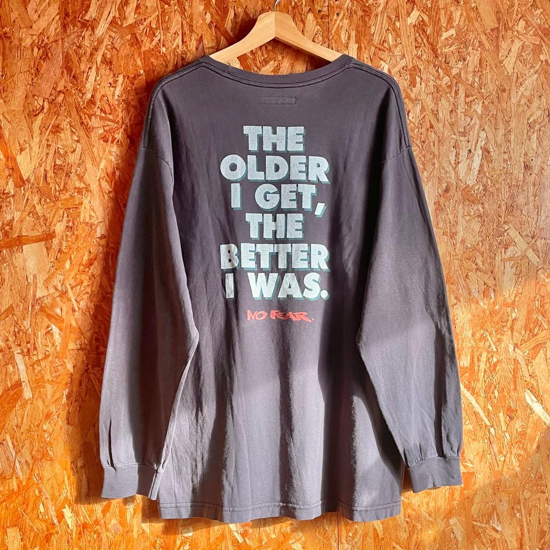 90s-00s No Fear 両面プリント 長袖 Tシャツ サンフェード レア