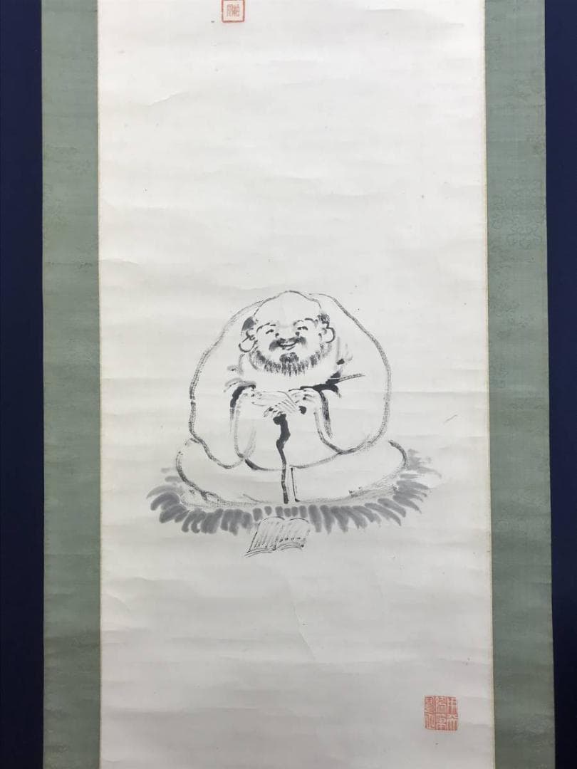 真作/田中柏陰/独座人物画賛//茶道具/茶掛/人物図/名家伝来/AD-952