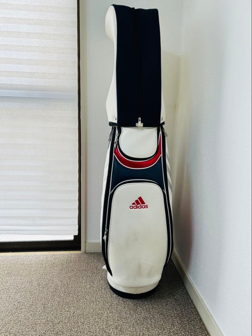 RE！【美品】adidas ☆ キャディバッグ ホワイト レッド ネイビー