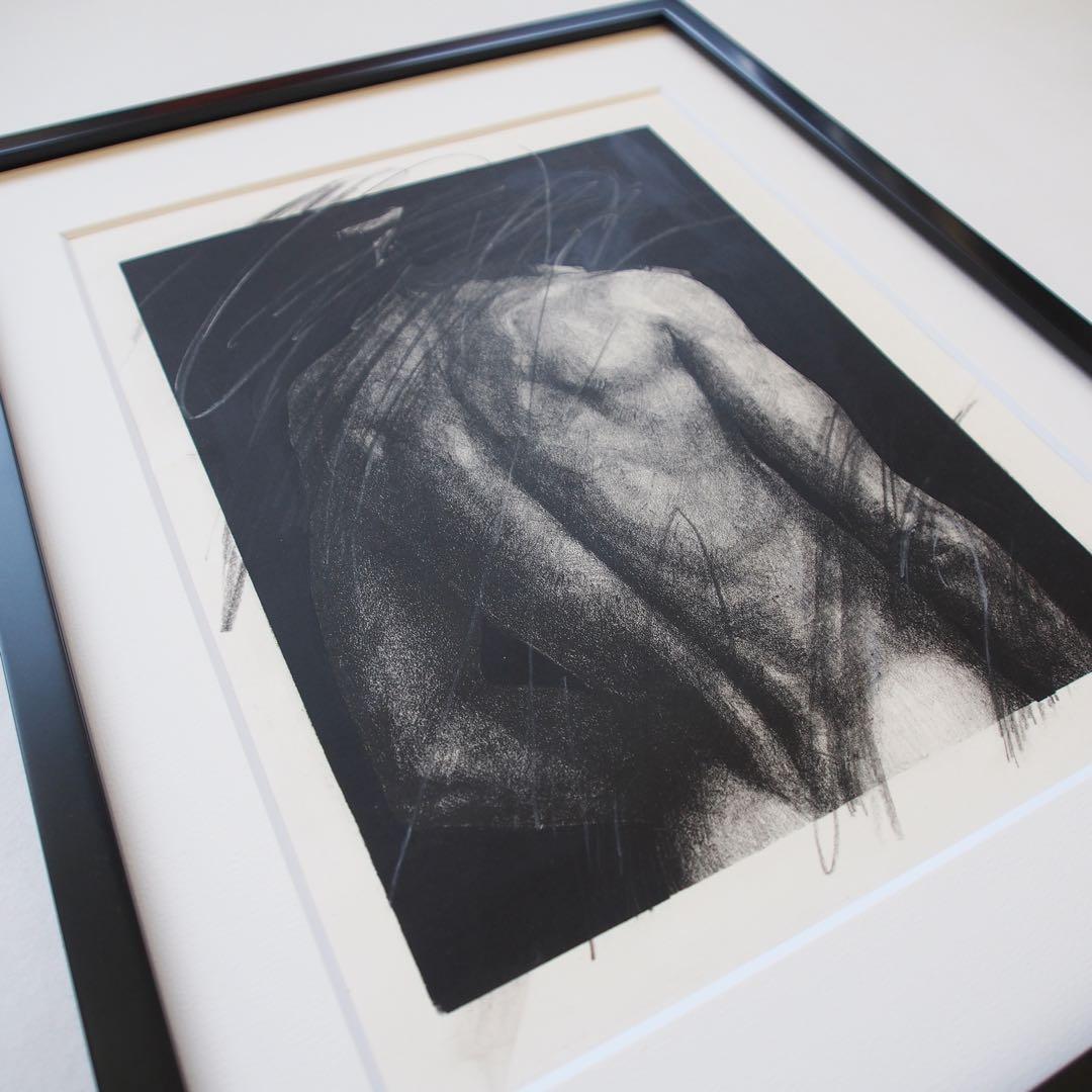 人物画 肉筆画 作品 額入り 現代アート 絵画 ミニマル インテリア デザイン