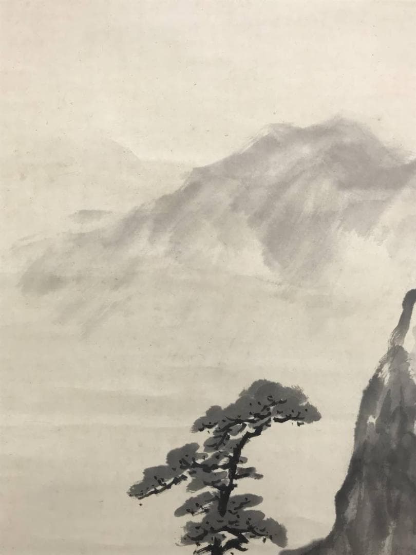 【真作】呉門春興/楼閣滝山水人物図/山水図/掛軸/名家伝来/AD-806