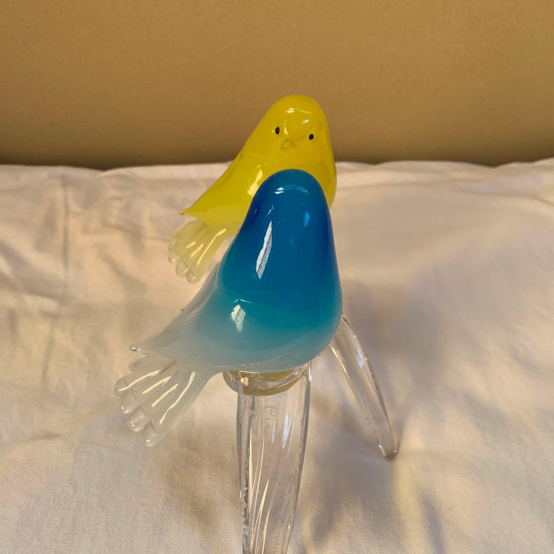 イタリア製　鳥　ガラス置物