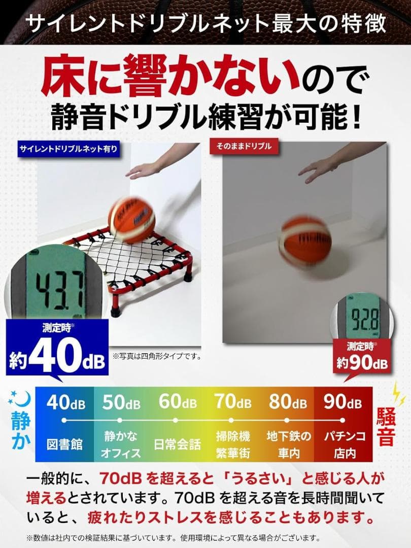 新品⭐️バスケ 静音！ドリブルネット 肉厚2㎜の頑丈なフレーム！夜間の練習に