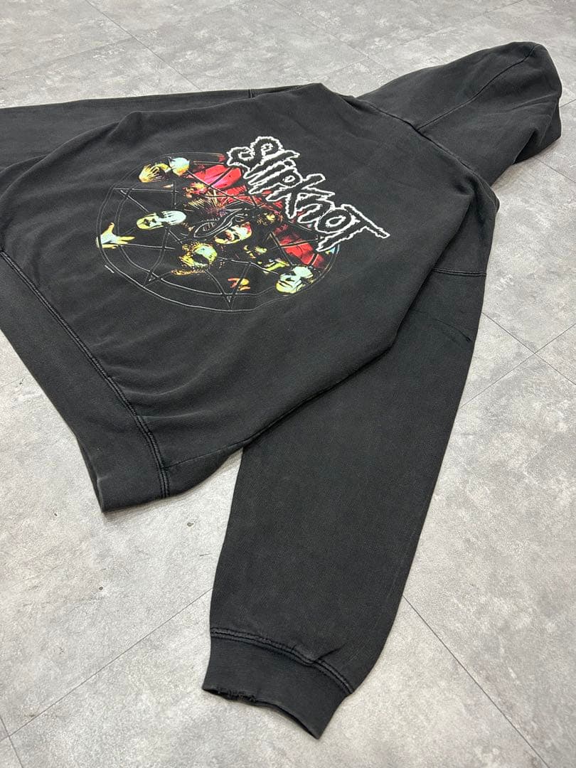 00s Slip Knot スリップノット パーカー フェード 両面プリント短丈