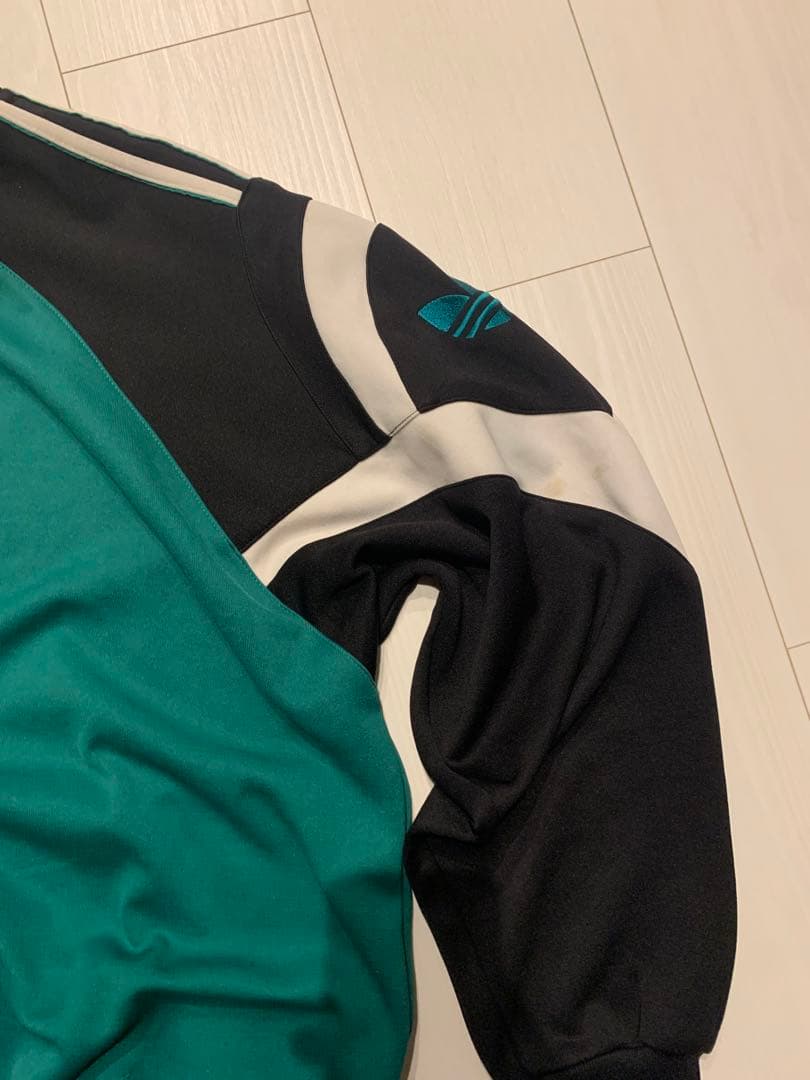 希少 ビンテージ adidas ターコイズ 長袖 ウォームアップウェア 17