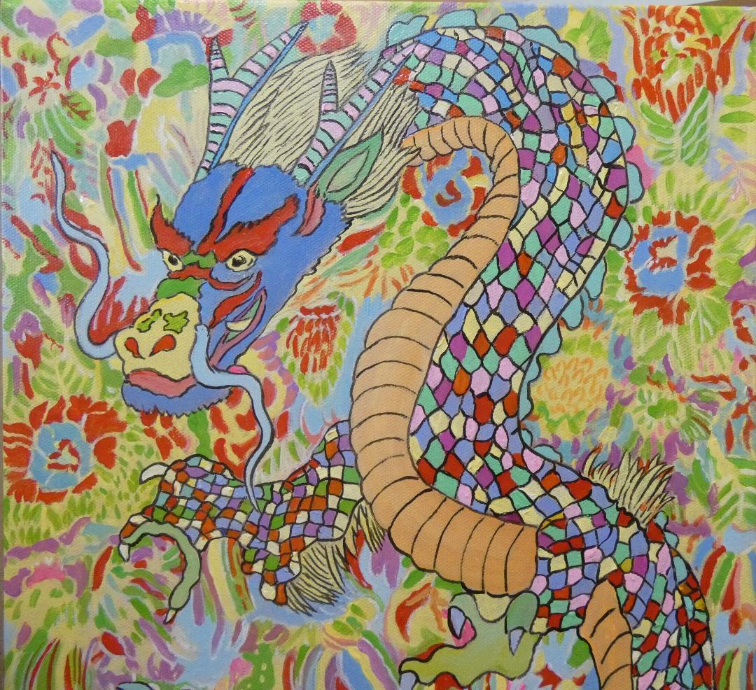 絵画 油彩 ジミー大西「龍」 サイン 額装済み 肉筆手描き M10