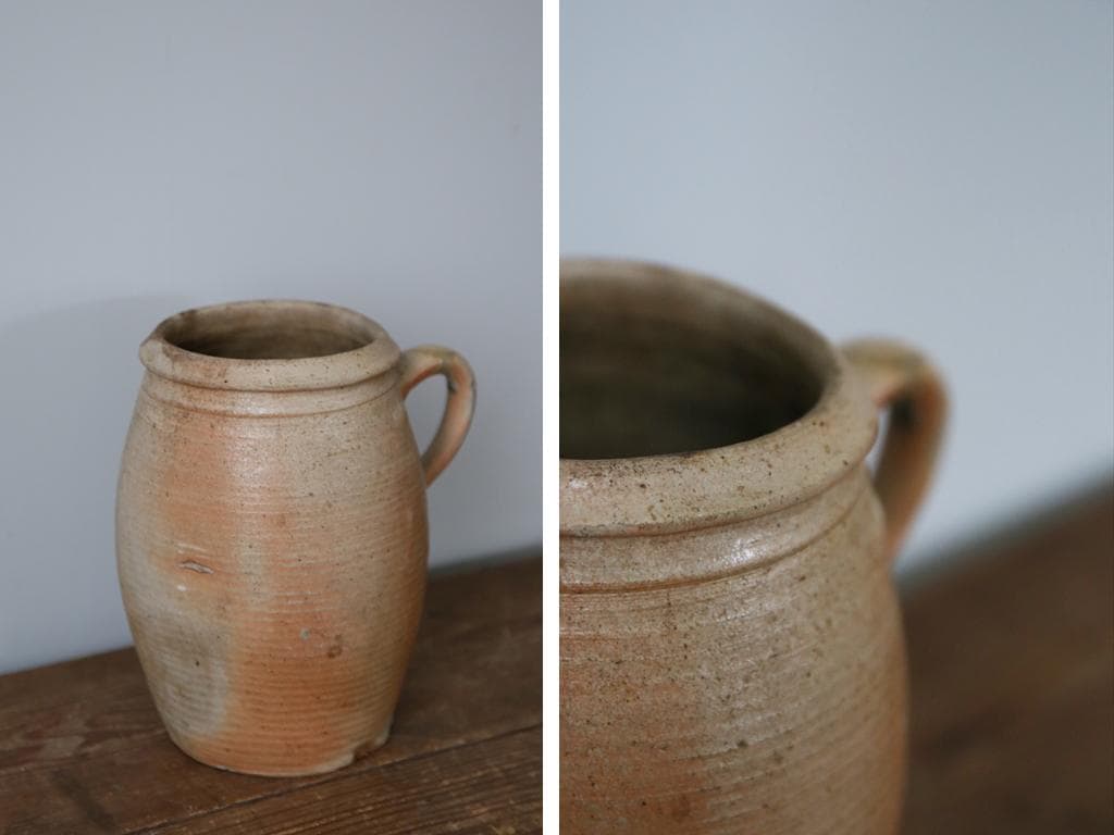 フランスアンティーク陶器ボトル/土器/花瓶/花器フラワーべース(92-149-2