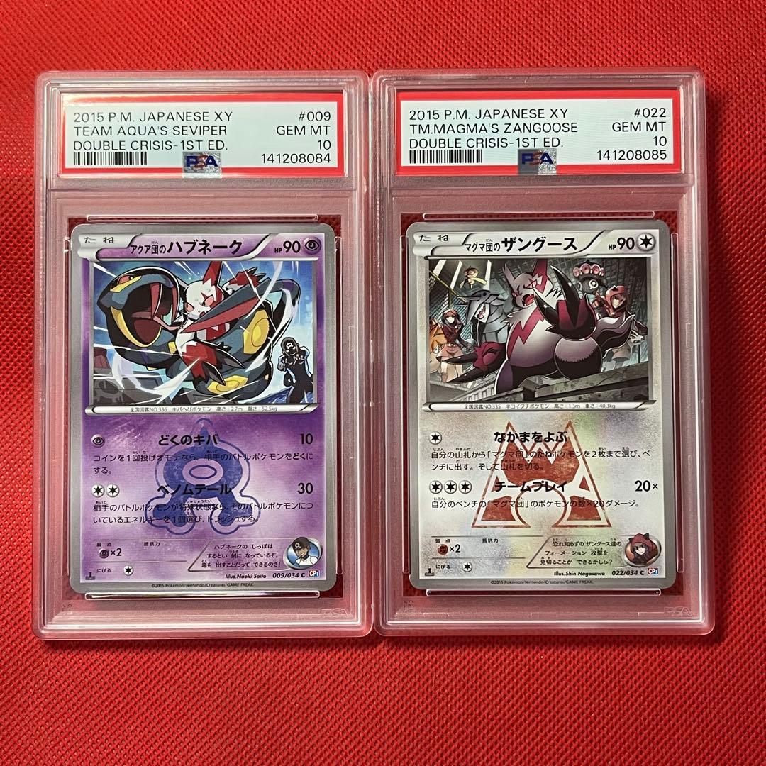 PSA10 2連番 アクア団のハブネーク マグマ団のザングース ポケモンカード