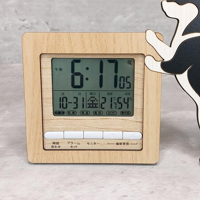 【電波時計】ワンちゃんが寄り添う電波デジタル時計 ― 柴犬　黒