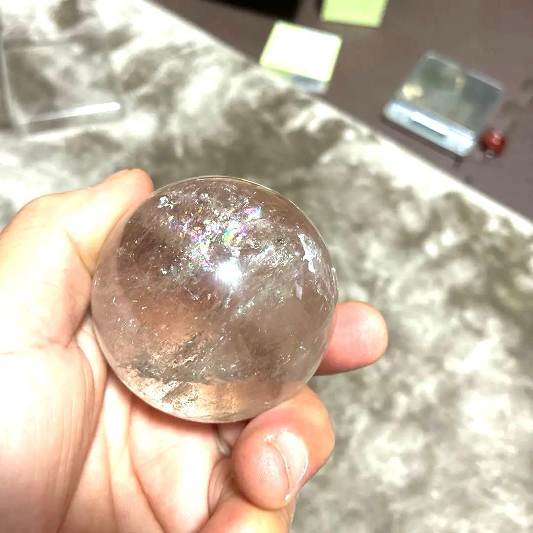 超希少✨虹入り大玉レムリアンシードスモーキー285g　スフィア　丸玉