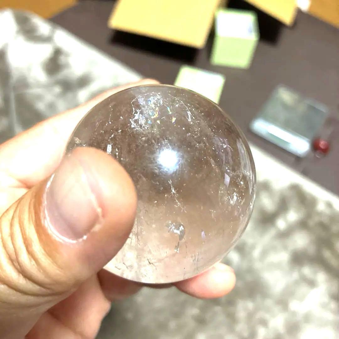 超希少✨虹入り大玉レムリアンシードスモーキー285g　スフィア　丸玉