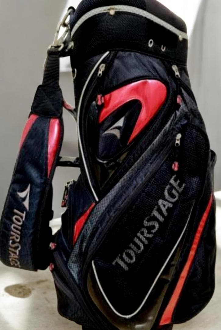 送料無料/美品　TourStage キャディバッグ BLACKｘRED