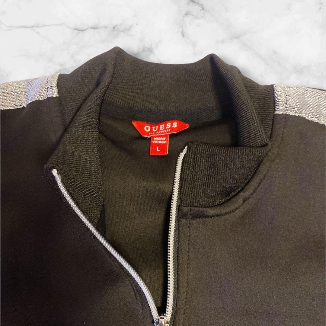 GUESS セットアップ M/L 黒 サイドライン ジャージ上下