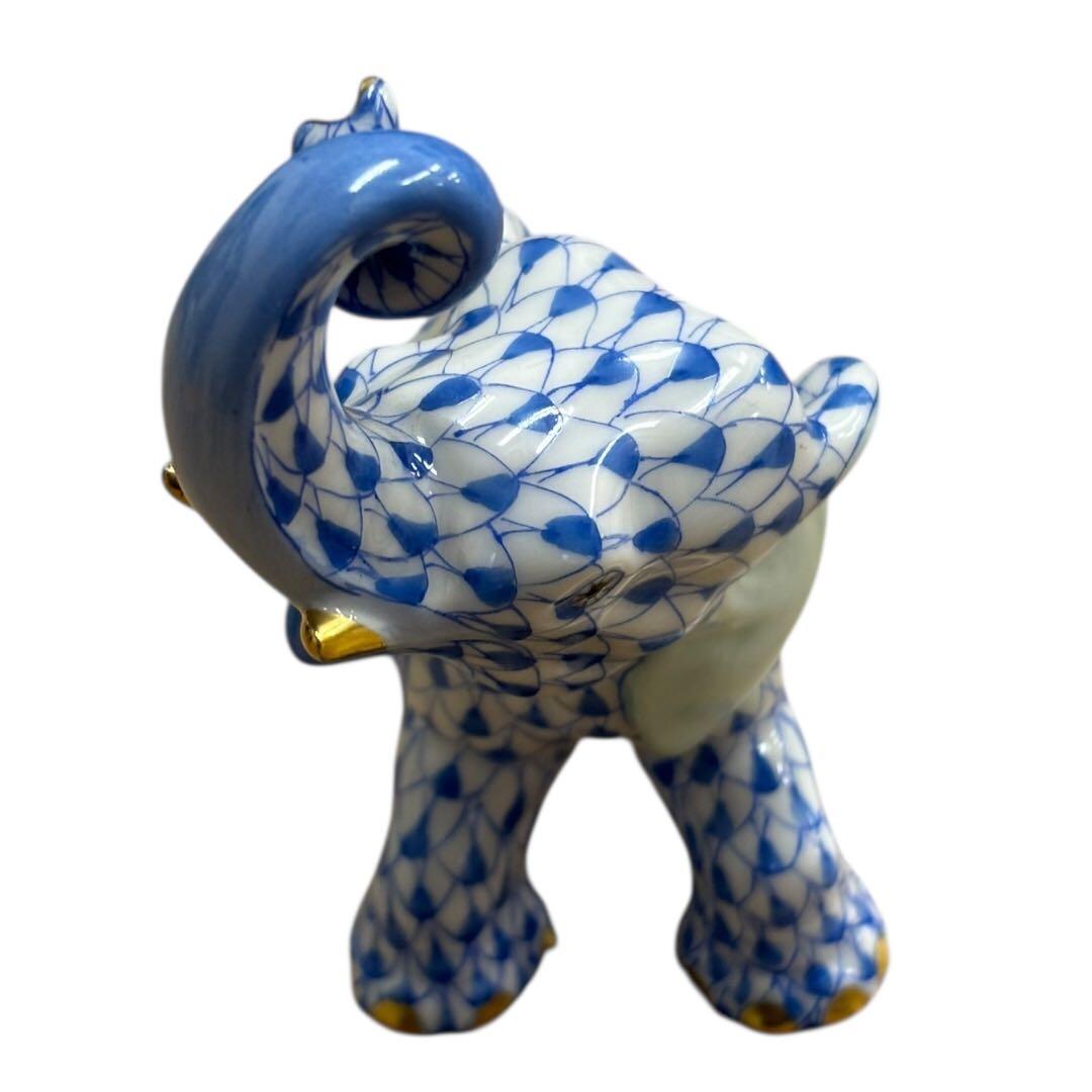 HEREND ヘレンド　フィギュリン　象　ゾウ　ブルー　青