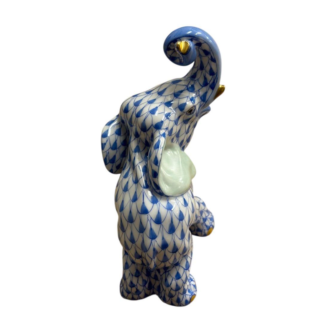 HEREND ヘレンド　フィギュリン　象　ゾウ　ブルー　青