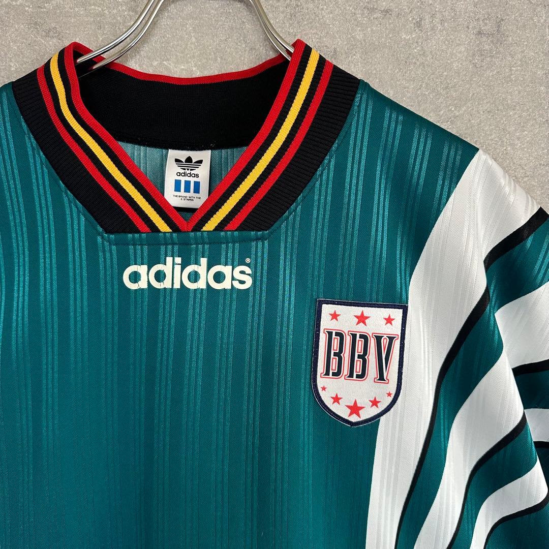 90s adidas BBV サッカーシャツ ティール　メンズ　L相当