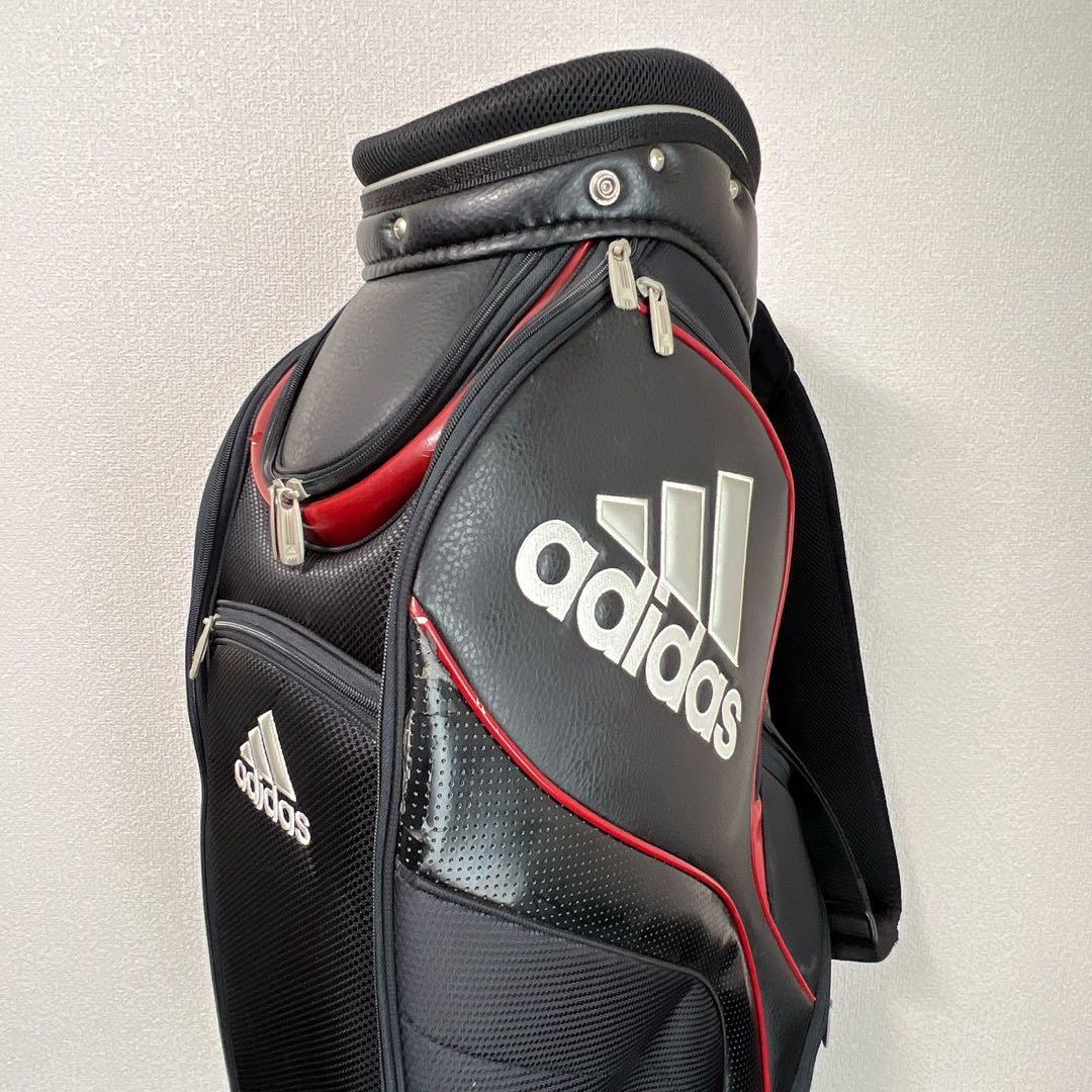 アディダス ゴルフ キャディバッグ 9型 5分割 ブラック×レッド adidas