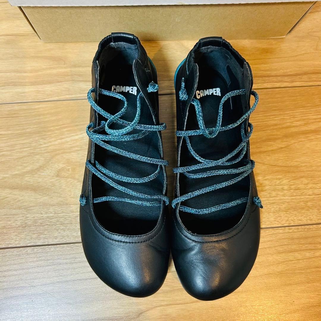 【美品】カンペール レースアップ バレエシューズ ブラック 37