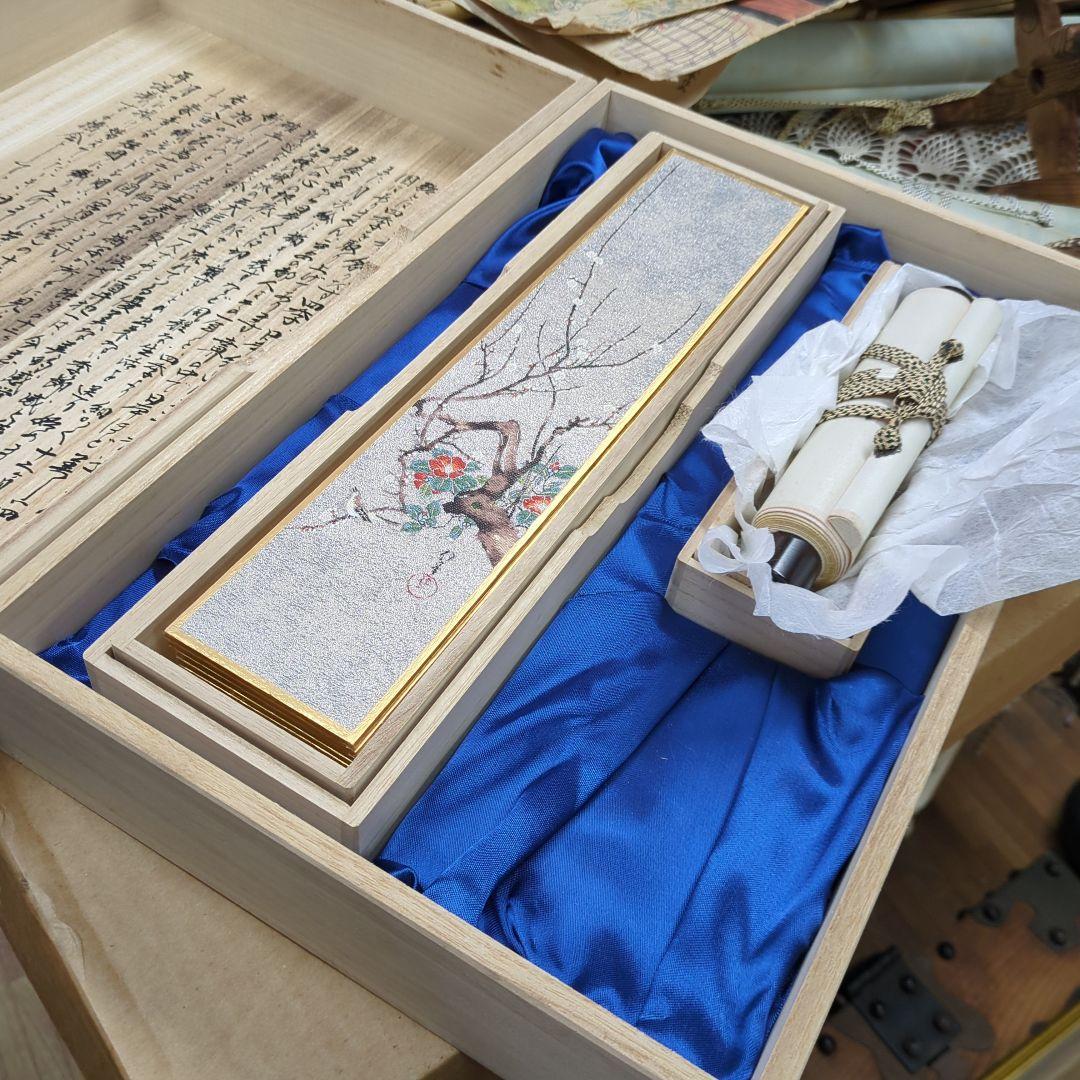 特価！掛短冊 抱一 花鳥十二ヶ月 画帳 短冊 12枚 美品 桐箱 複製