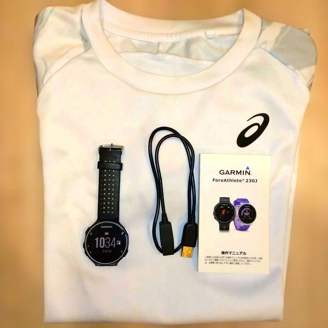 ​【美品・ベルト新品】GARMIN 230J & アシックス M白T【セット】