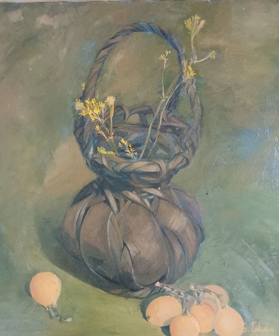 「エニシダと枇杷」　油彩　F10号
