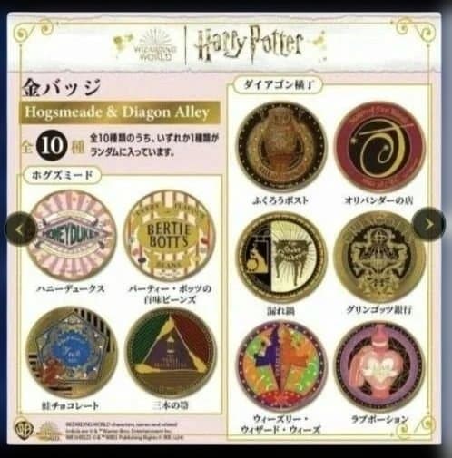 11000円→6980円！Harry Potter金バッジ☆24金メッキ 10種
