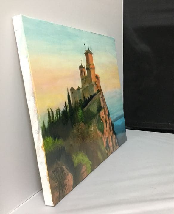 油絵「天空の城」F6号