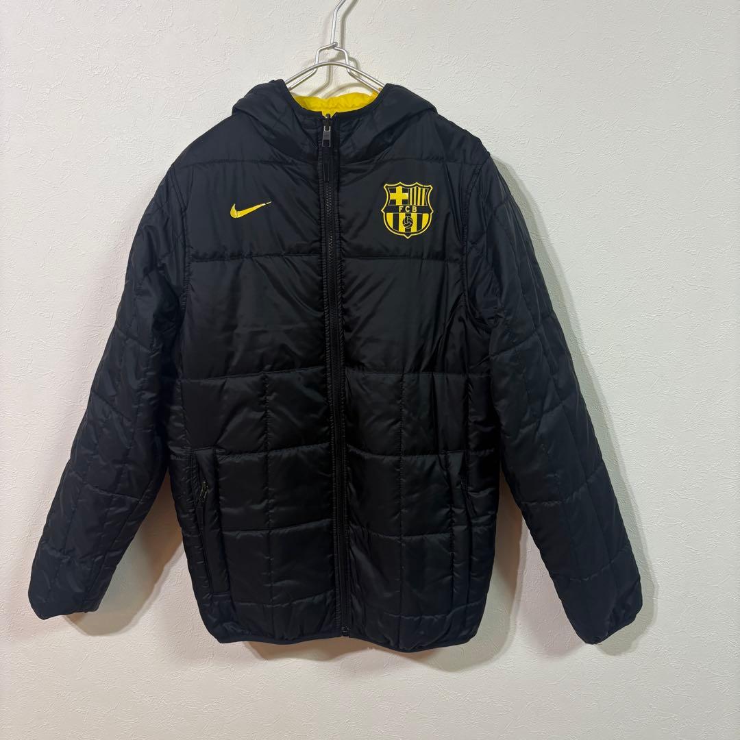 【NIKE】FCバルセロナ　リバーシブル中綿ジャケット　メンズＭ　黄×黒