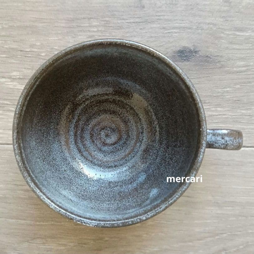 【miyumiyu】新品 作家 陶芸 スープカップ 流し掛×1 薄灰茶×2
