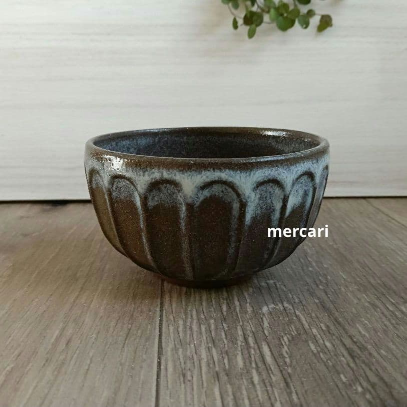 【miyumiyu】新品 作家 陶芸 スープカップ 流し掛×1 薄灰茶×2