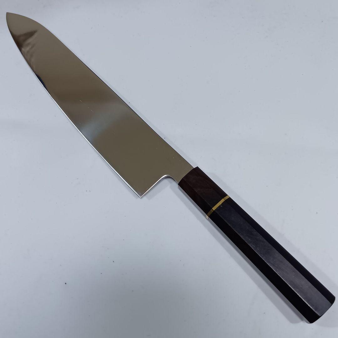 本焼 Ｖ金10号鋼 全鋼 和牛刀 24cm 牛刀 包丁 鏡面 八角黒檀柄
