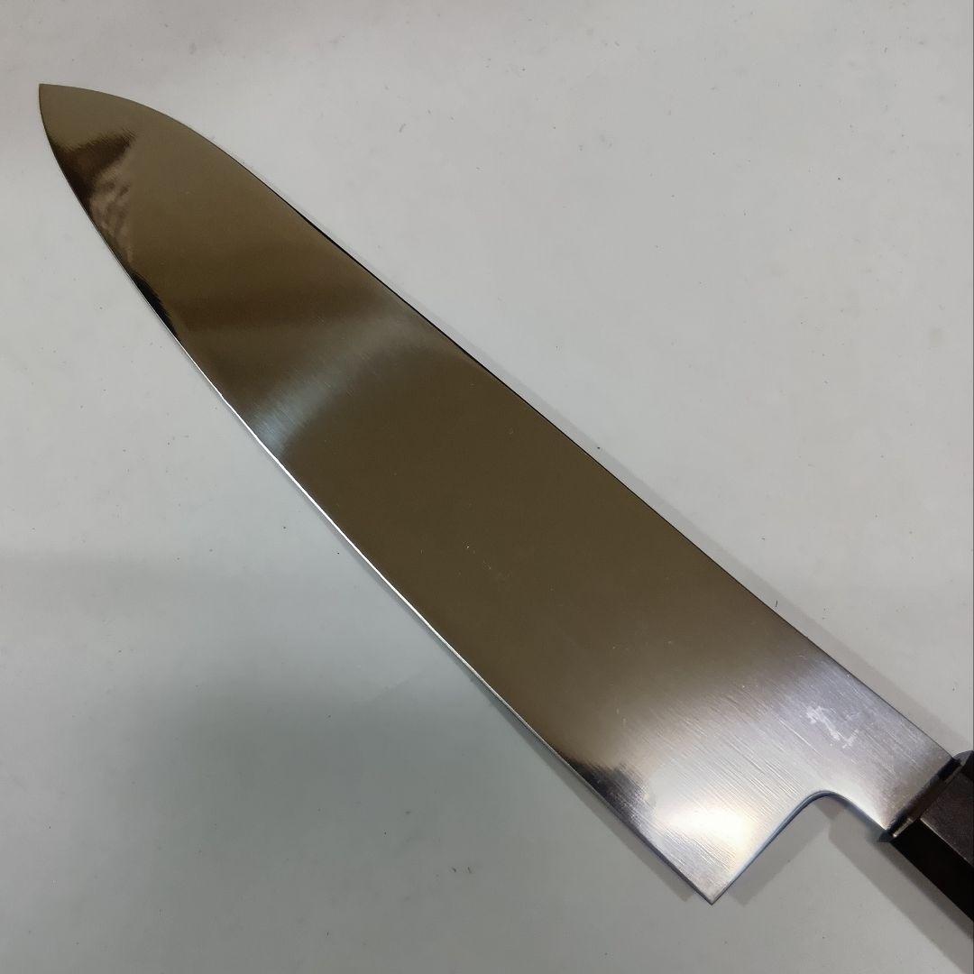 本焼 Ｖ金10号鋼 全鋼 和牛刀 24cm 牛刀 包丁 鏡面 八角黒檀柄