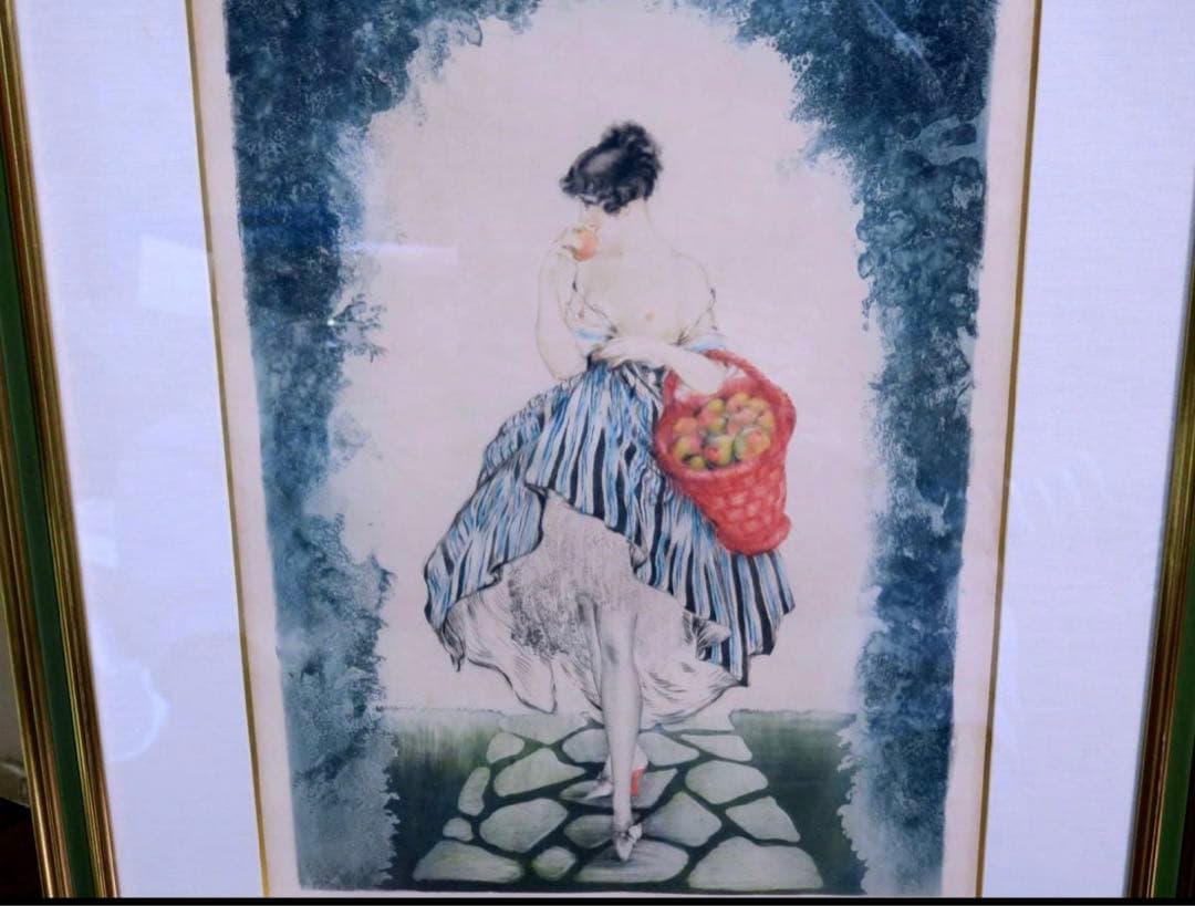 【額装】　ルイ・イカール　　「りんごの籠を持つ少女」ルイイカール