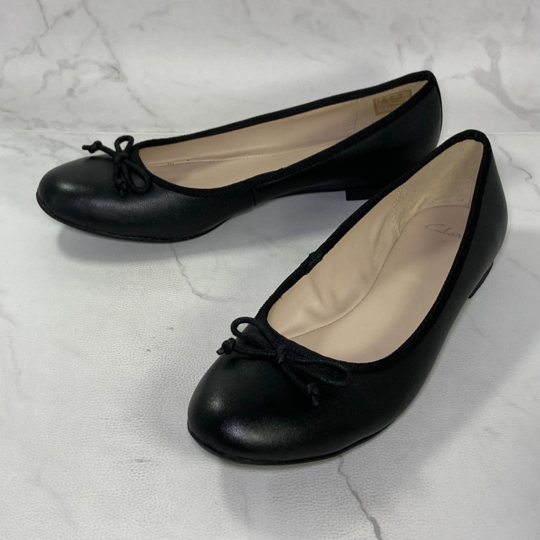 【美品】Clarks カルーゼルライド バレエシューズ 25㎝ ブラックレザー