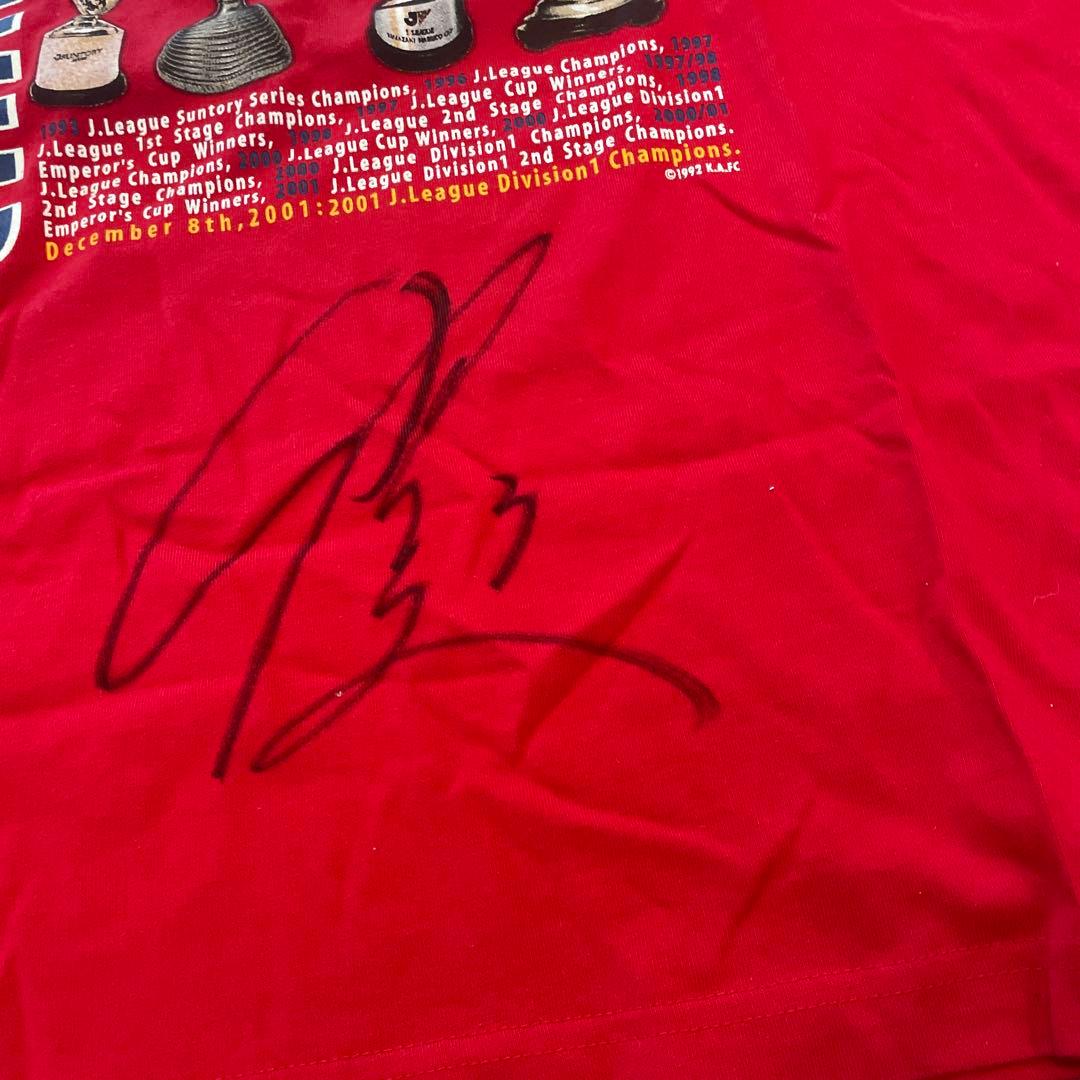 2001年 Jリーグチャンピオン Tシャツ　秋田豊サイン入り