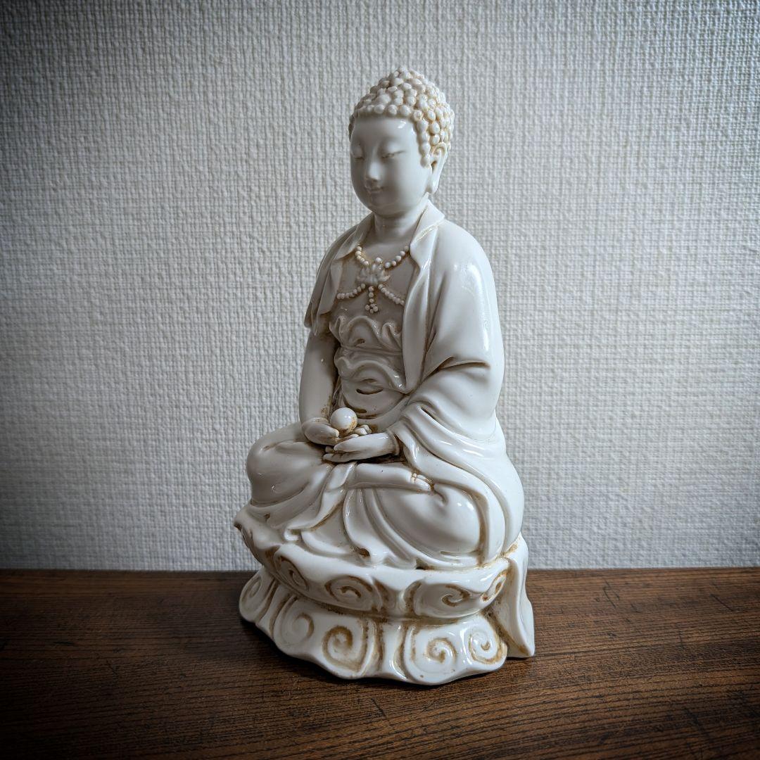 精工復刻 70-80s 中国白磁 釈迦如来坐像 18cm　徳化窯様式　美術工芸品