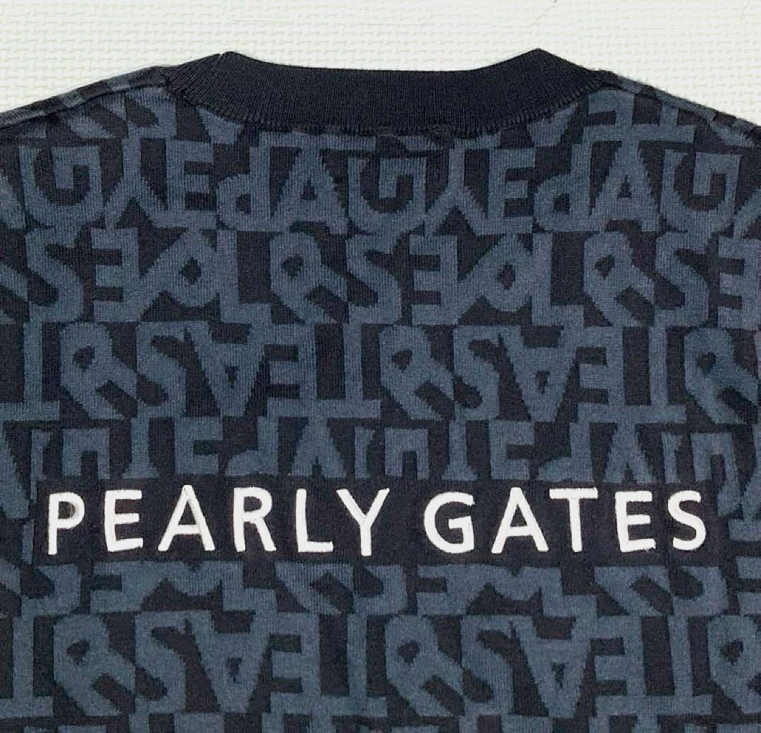 パーリーゲイツ ランダムロゴ コットン100%ニットプルオーバー（NAVY／5）