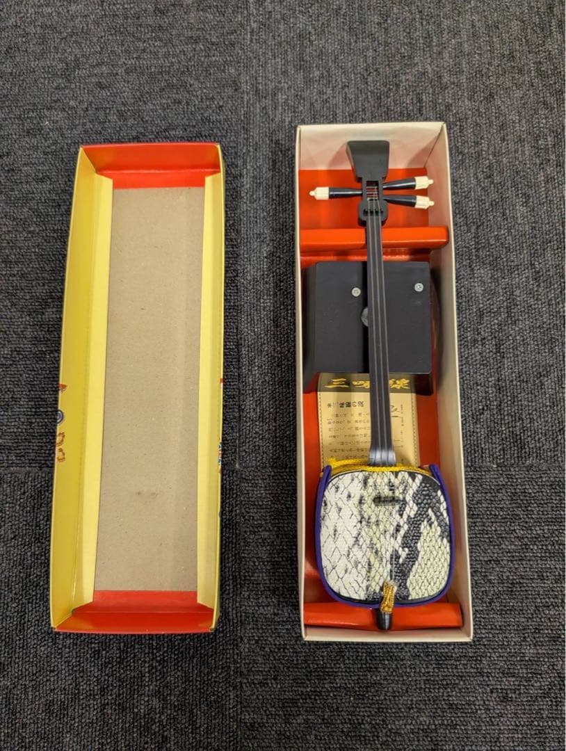 蛇皮模様 三味線本体 三味線 オルゴール 蛇皮線