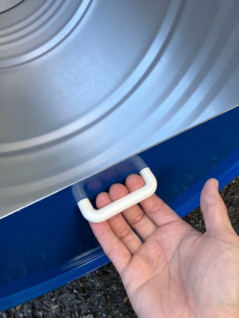 取手付き！縦半切りドラム缶【青色】即発送！キャンプ バーベキューコンロ DIY