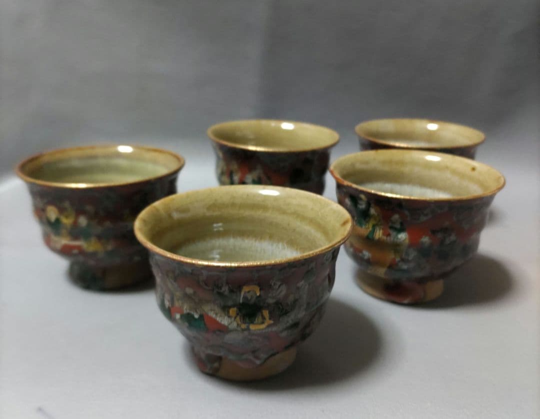 九谷木米　煎茶碗　5個
