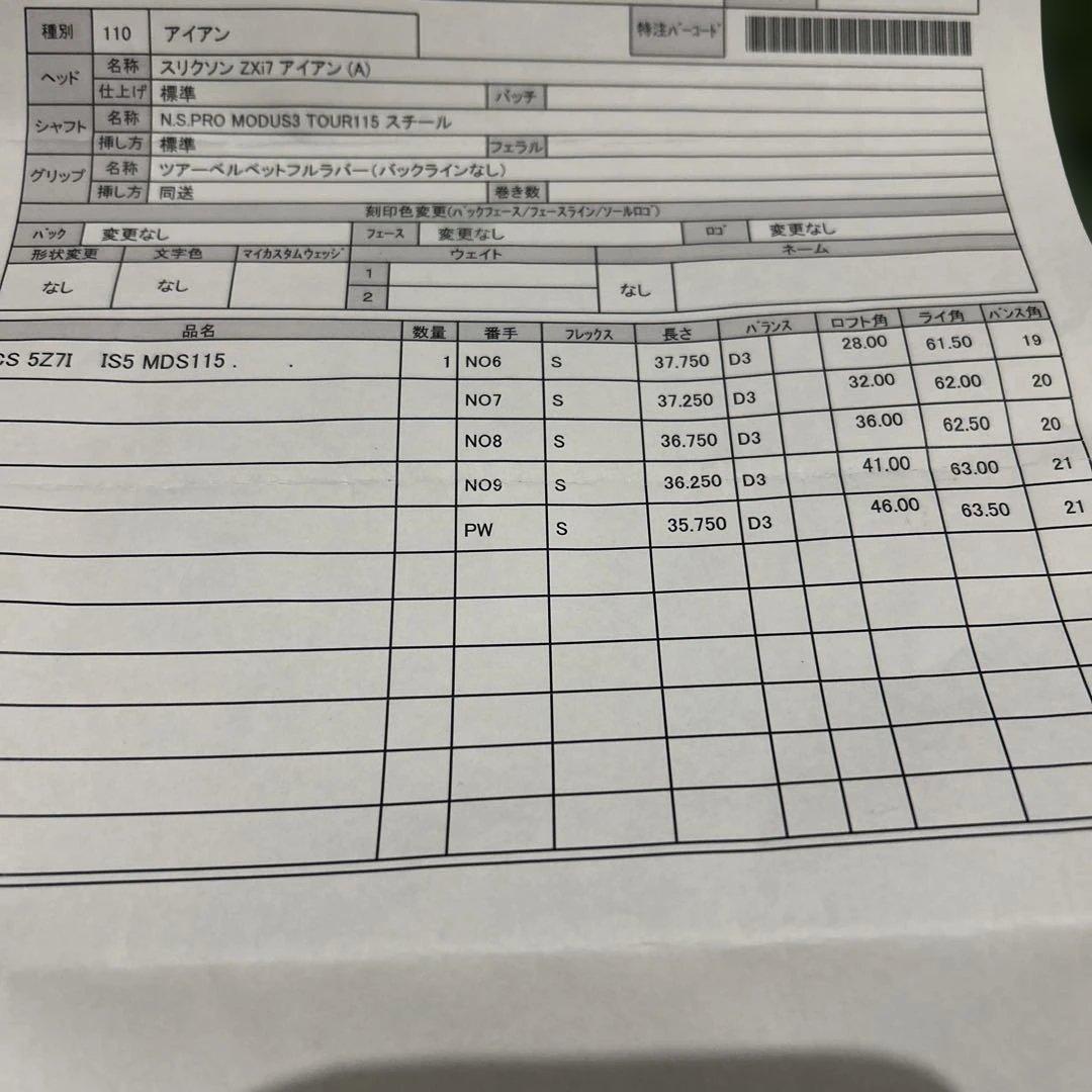 スリクソン zxi7アイアン6-P 5本 モーダス115S ダンロップ