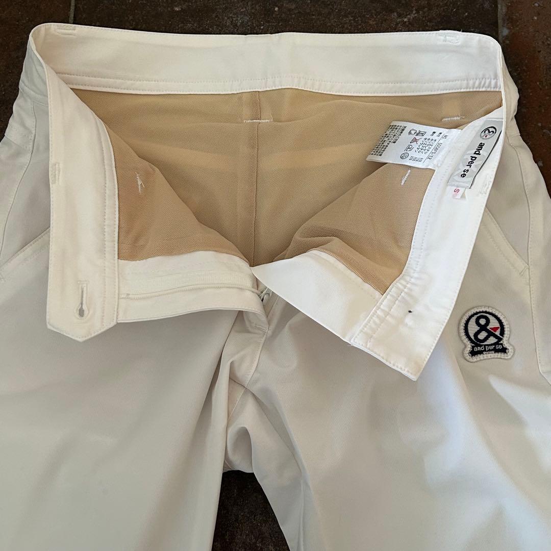 and per se ストレッチパンツ　薄手　ホワイト　サイズS