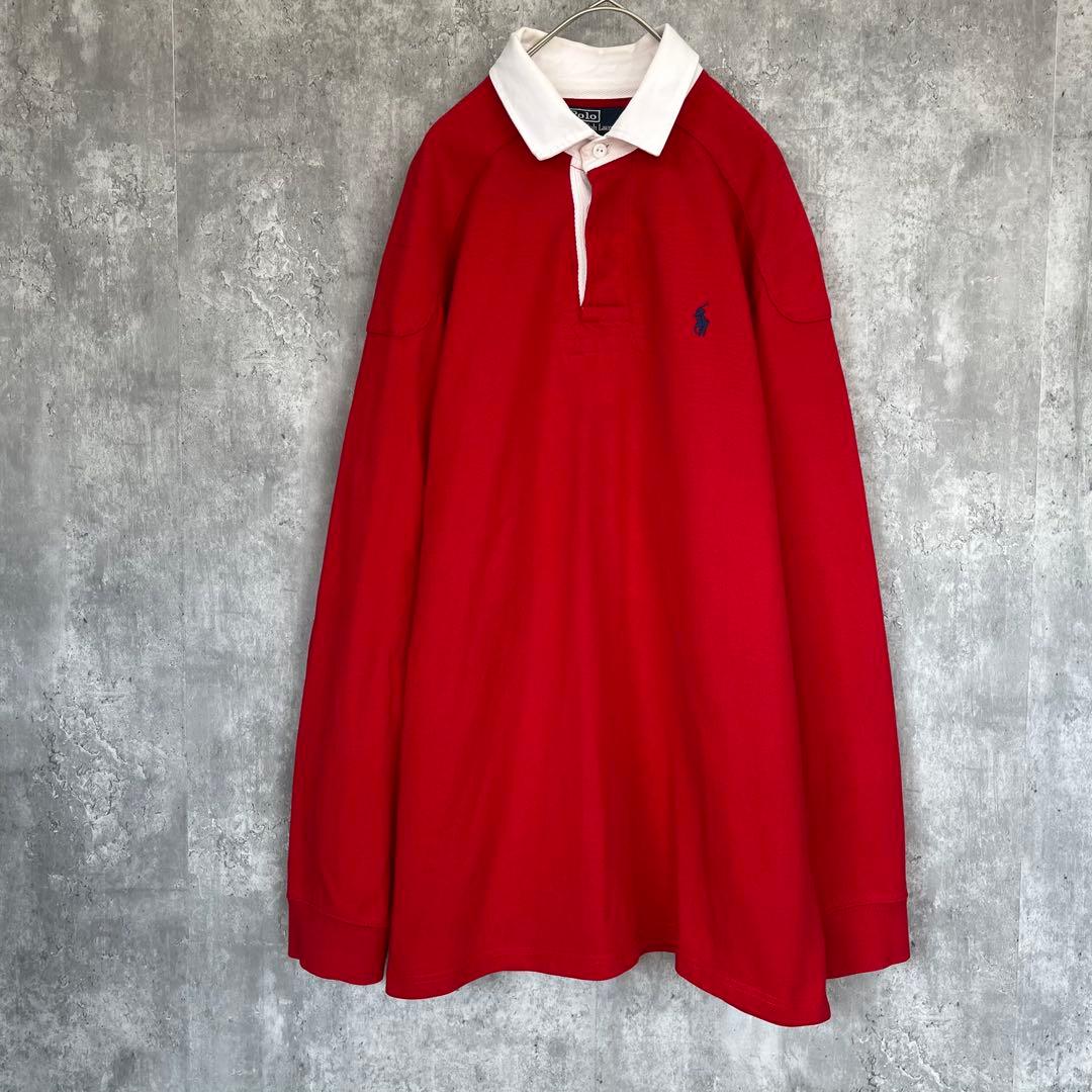 【Lサイズ】ポロ ラルフローレン 長袖 ラガーシャツ 古着 エルボーパッチ