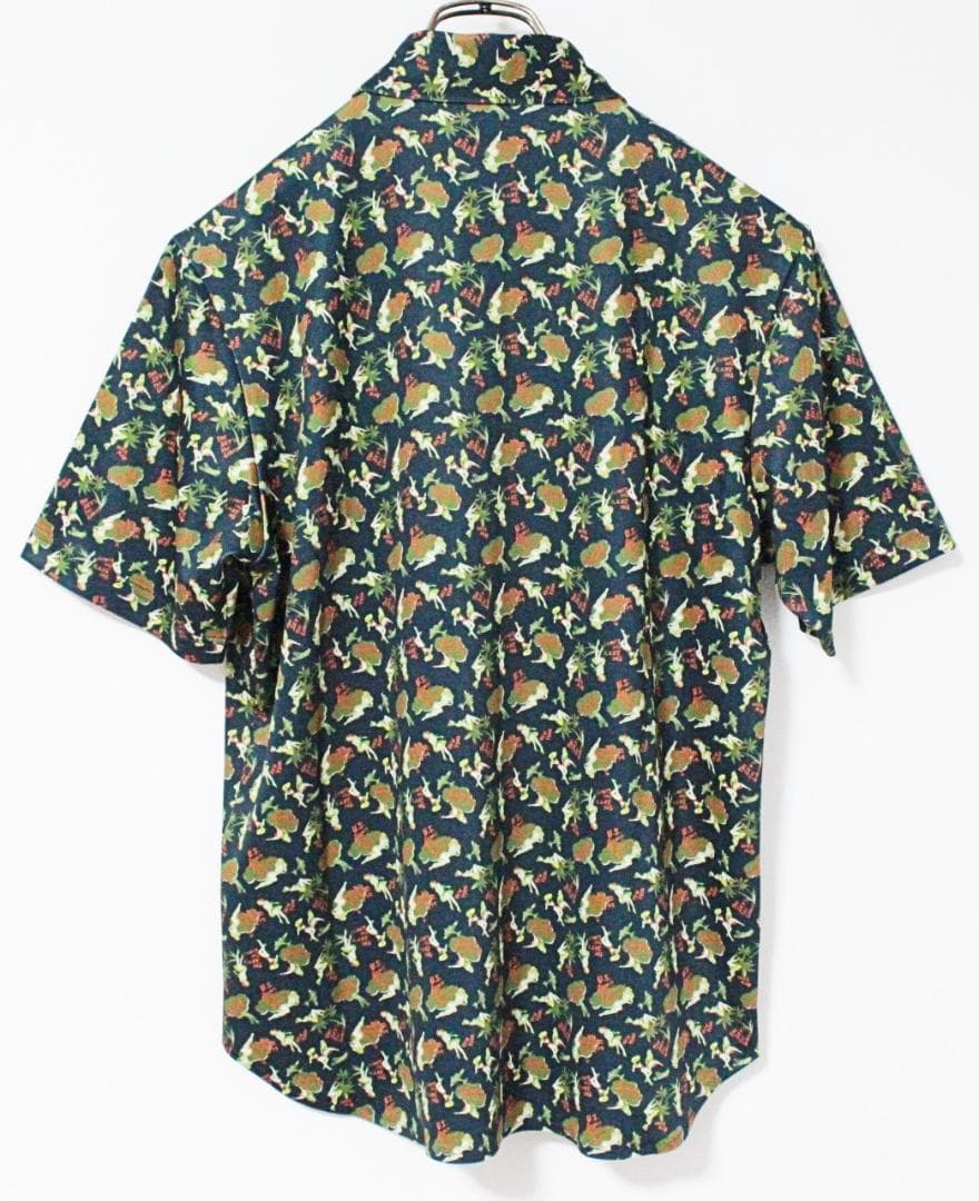 新品 アヴィレックス ゴルフ サマーガール総柄 ストレッチ アロハシャツ L 紺