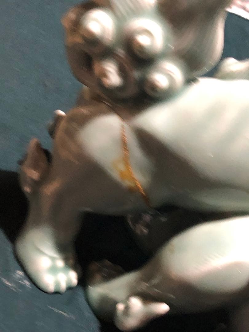 青磁　伊万里　有田　平戸　陶器製 獅子犬 置物 インテリア