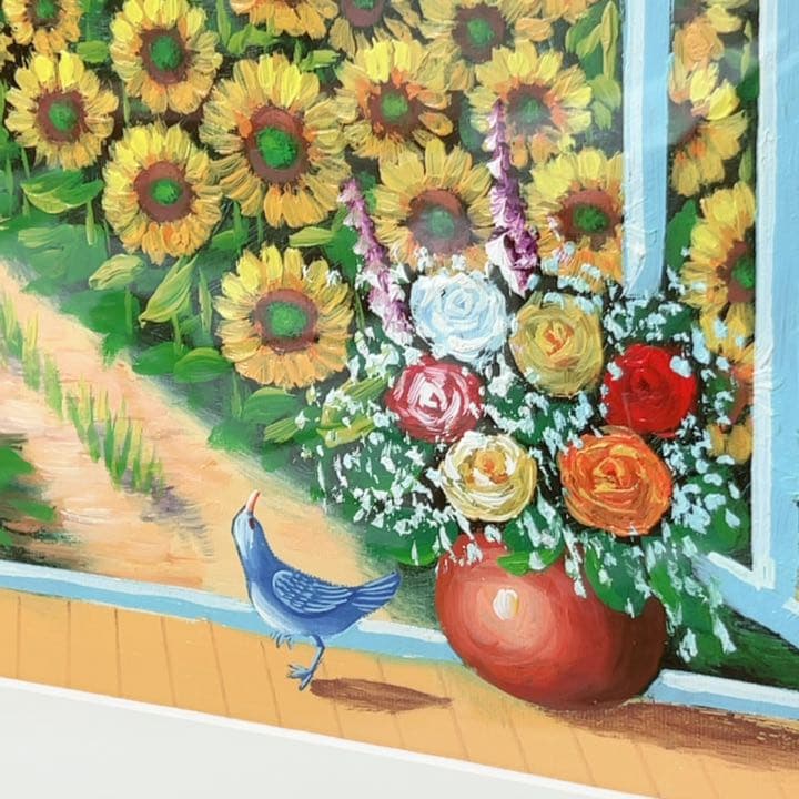 K.Yamada 肉筆絵画　ひまわり
