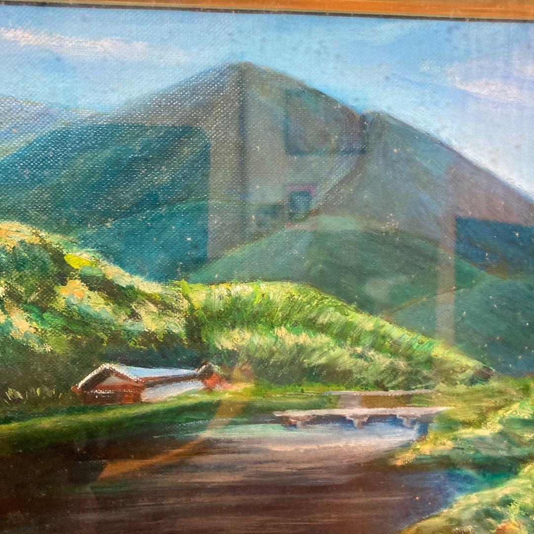 油絵山と川絵画