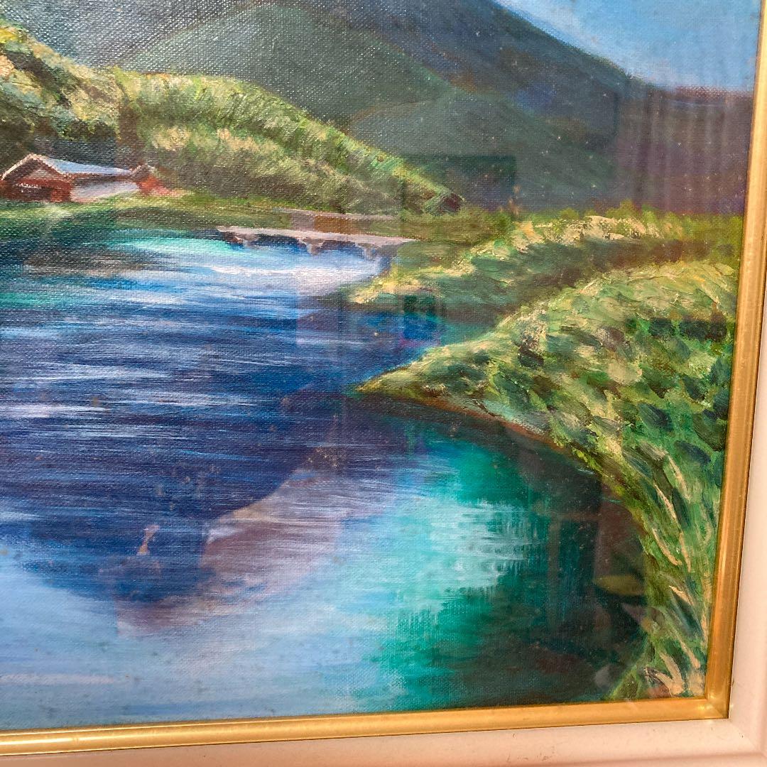 油絵山と川絵画