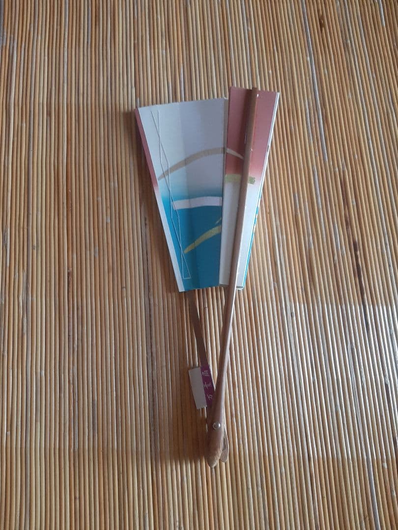 舞扇子 青白茶色 抽象模様 尺サイズ