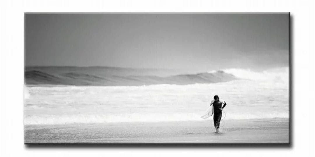 新品未使用　絵画　サーファー　サーフィン　アート　モノクロ　海　絵
